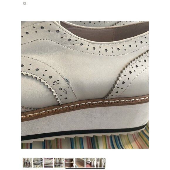 Shellys London Platform lace up Shoes White Leather Sneaker Made in Spain 9 - Picture 4 of 6